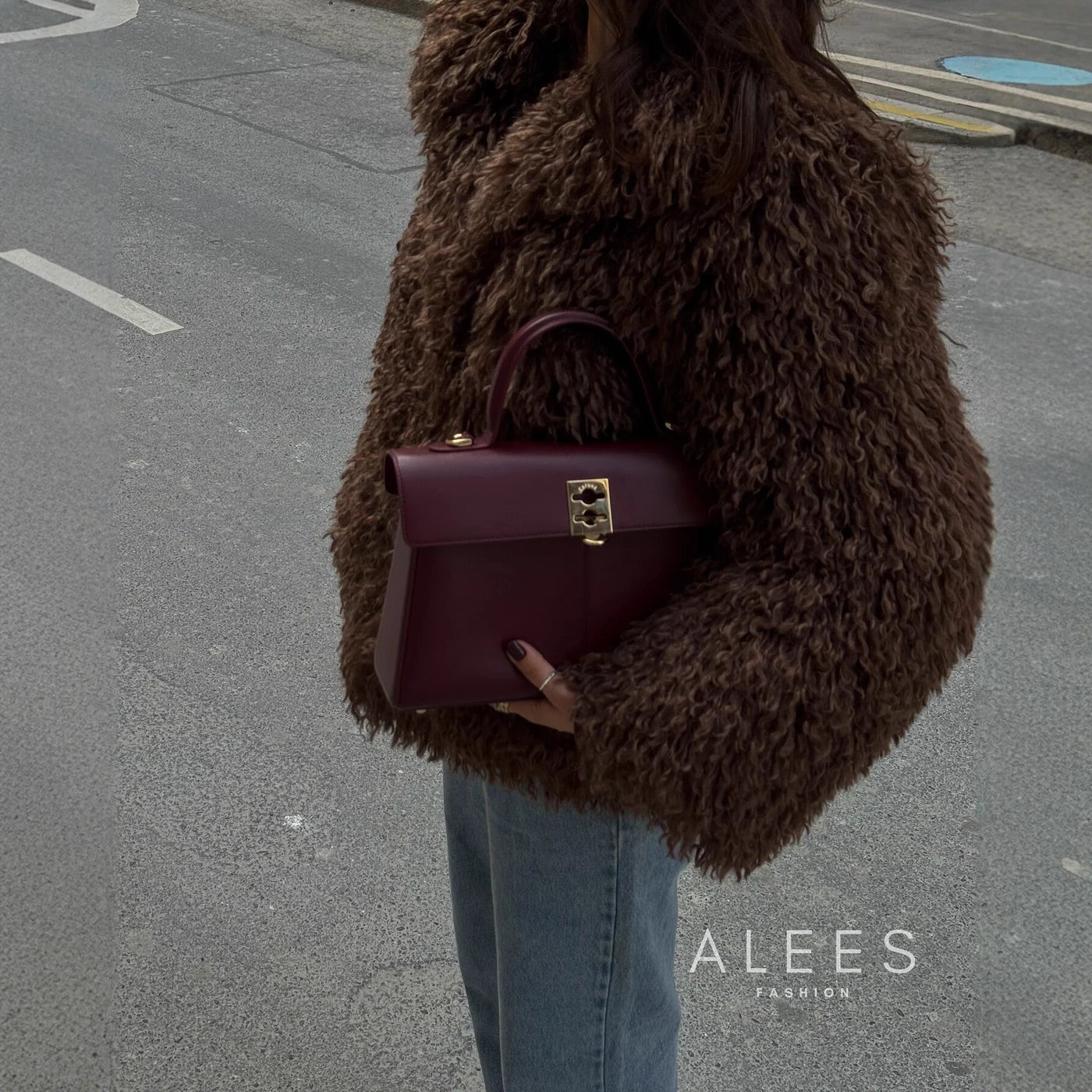 Abrigo de mujer fleece con solapa ancha - Daria