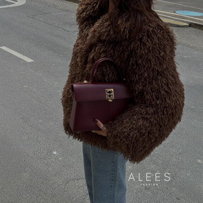 Abrigo de mujer fleece con solapa ancha - Daria