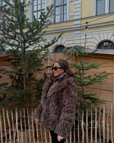 Abrigo de mujer fleece con solapa ancha - Daria
