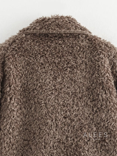Abrigo de mujer fleece con solapa ancha - Daria