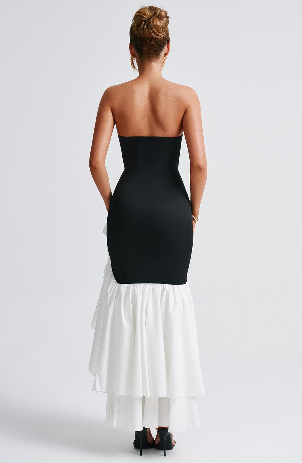 Darlene - Vestido elegante sin tirantes con abertura lateral