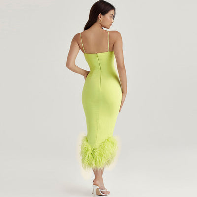 Angelina Vestido Halter Asimétrico Slim