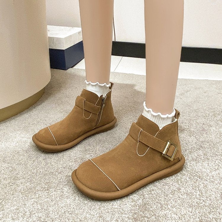 Botines de invierno para mujer en ante con hebilla lateral - Estelle