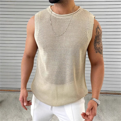 Chaleco sin mangas hombre tejido calado estilo urbano - Elías