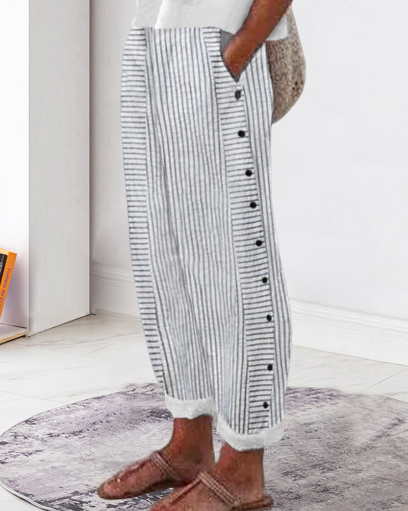 Pantalones cortos de verano para mujer - A rayas - Casual