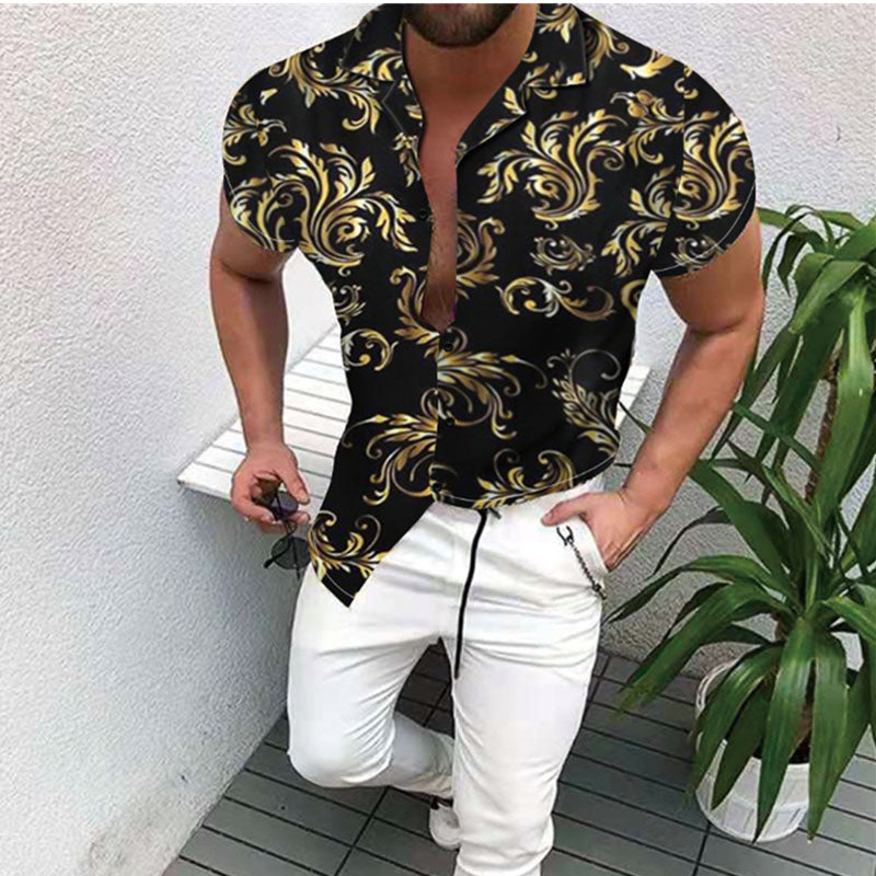 Exótica camisa de manga corta para hombre con diseño floral