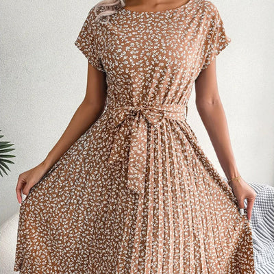 Vestido midi para mujer floral plisado estilo casual - Julieta