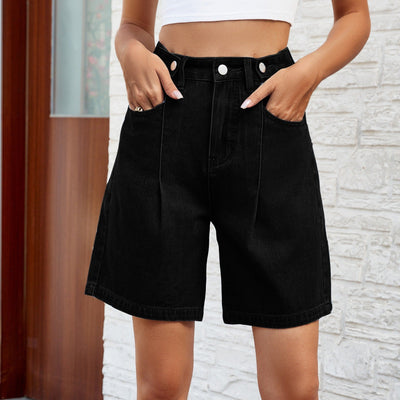 Bermuda denim mujer corte recto estilo vintage - Kendra