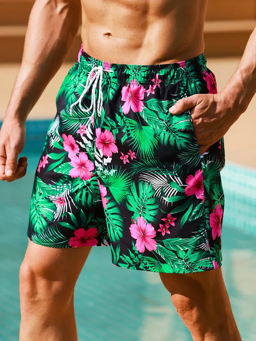 David - Pantalones cortos tropicales con estampado floral