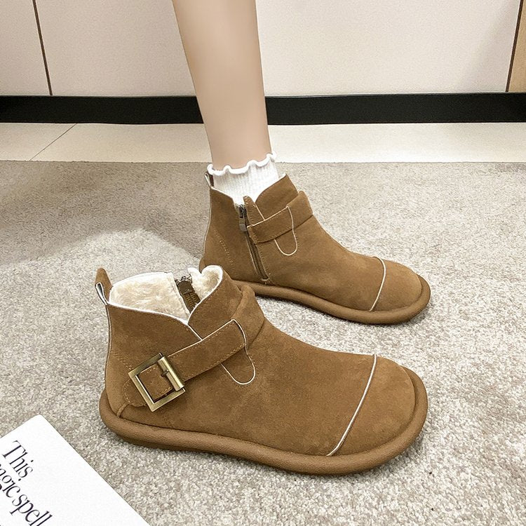 Botines de invierno para mujer en ante con hebilla lateral - Estelle