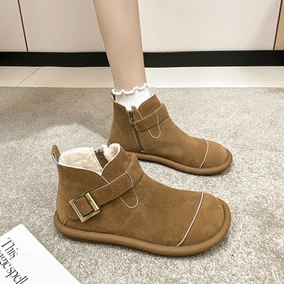 Botines de invierno para mujer en ante con hebilla lateral - Estelle