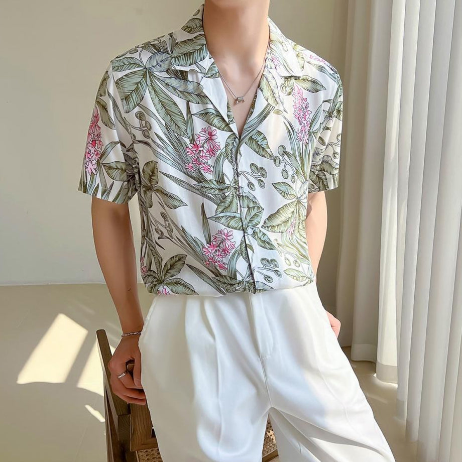 Camisa para hombre viscosa con estampado tropical estilo holgado - Julián