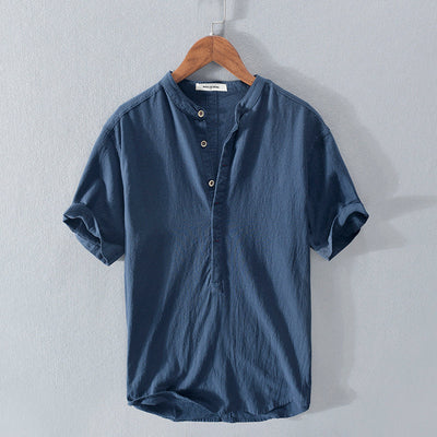 Camisa hombre estilo casual algodón lino con botones - Elías