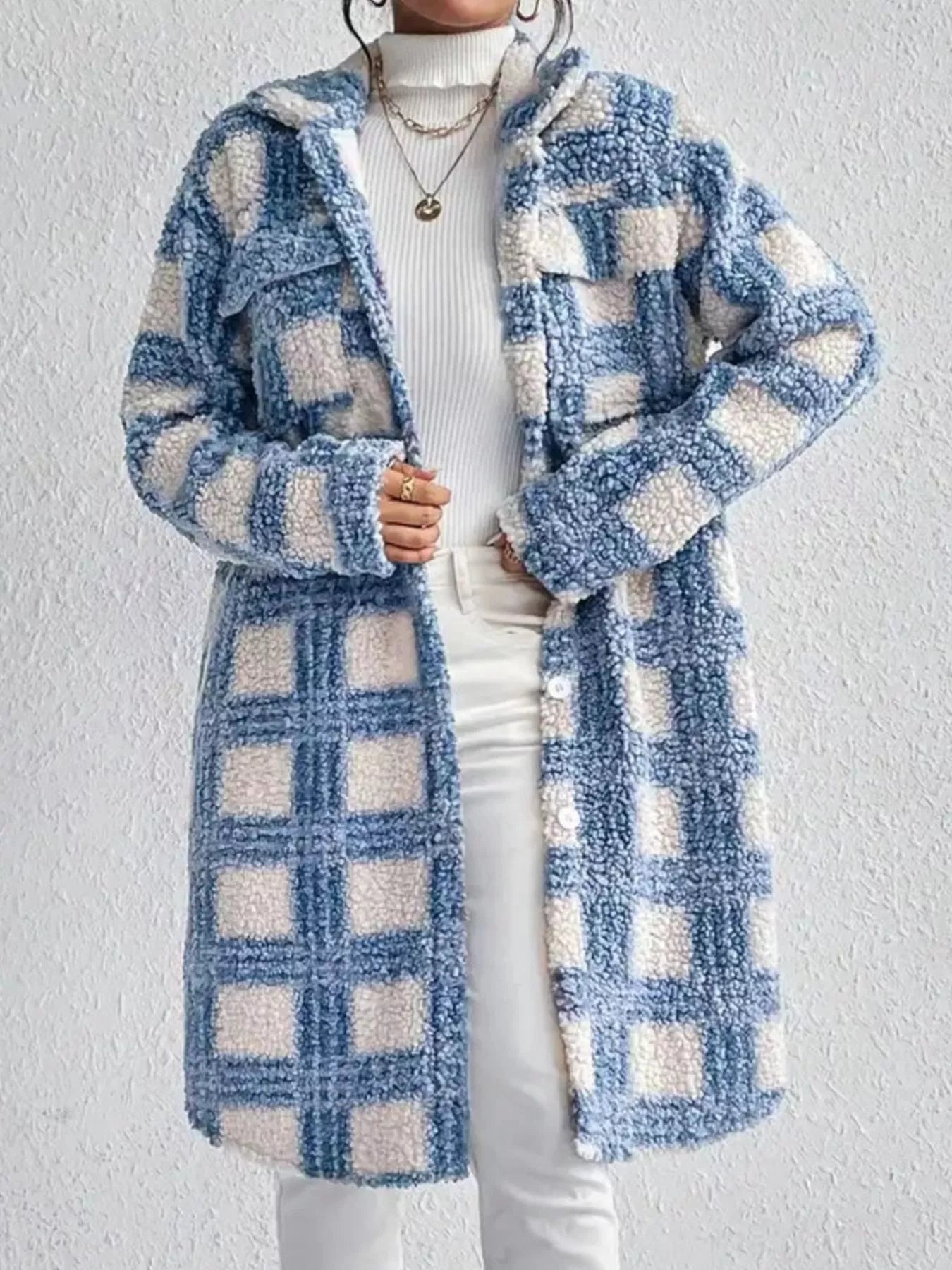 Abrigo largo de tejido boucle con diseño para mujer - Sereane