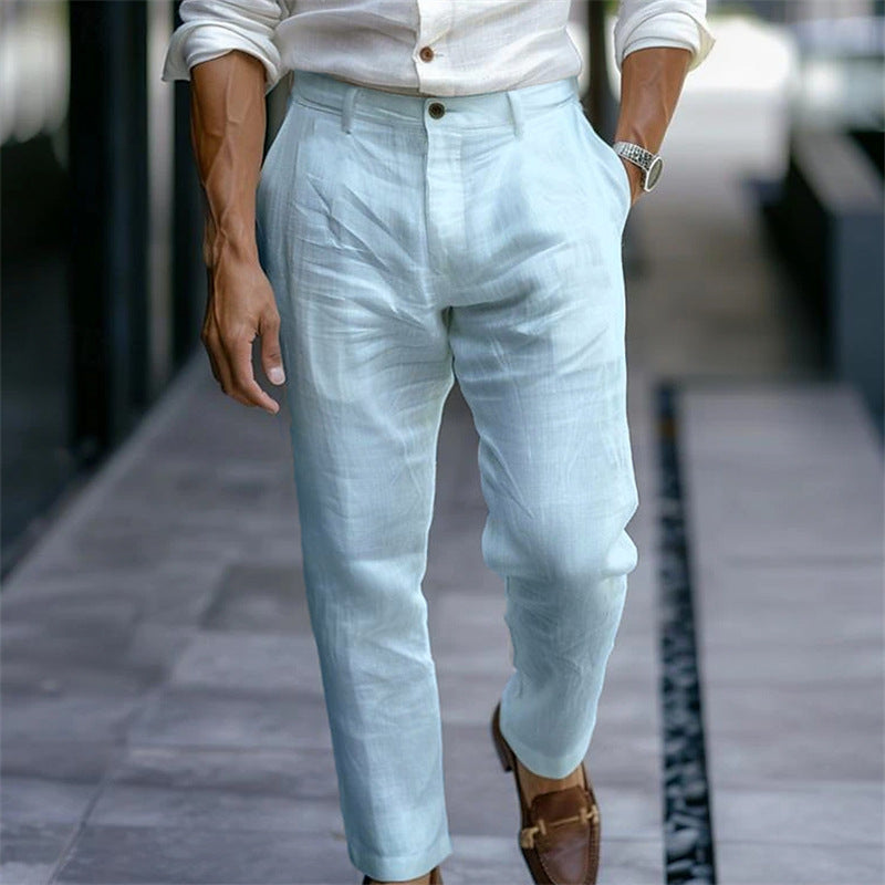 Pantalón hombre lino recto estilo casual elegante - Adriano