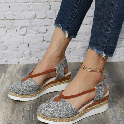 Sandalias para mujer de punta cerrada  con tejido natural estilo cuña - Elvira