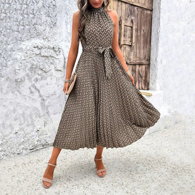 Sophia - Vestido sin mangas ceñido a la cintura, de moda y elegante para mujer