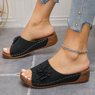 Sandalias mujer cuña flor decorativa - Calista