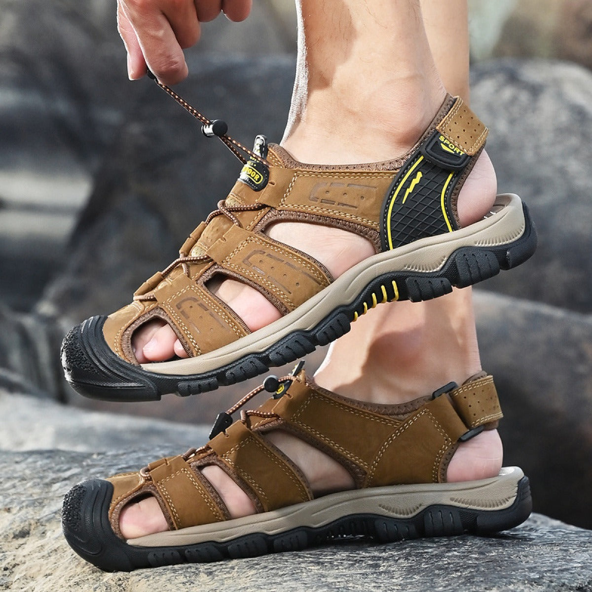 Sandalias outdoor hombre cuero transpirable - Dakar
