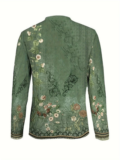 Xenia - Camiseta con estampado floral y escote asimétrico