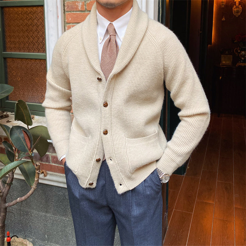 Cardigan elegante de punto para hombre con solapa clasica - Davide