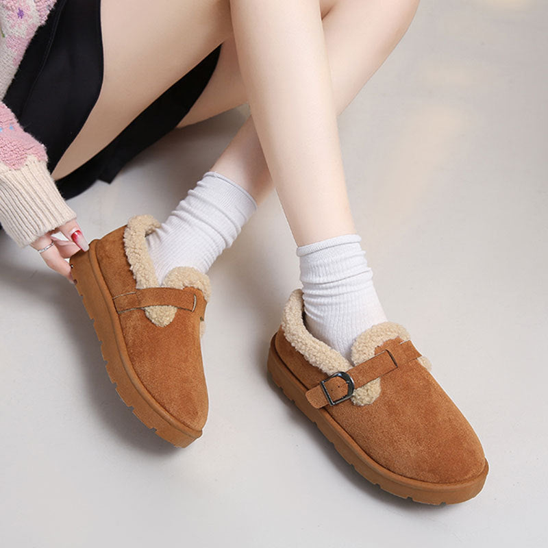 Zuecos de invierno para mujer en ante con hebilla ajustable - Linnea
