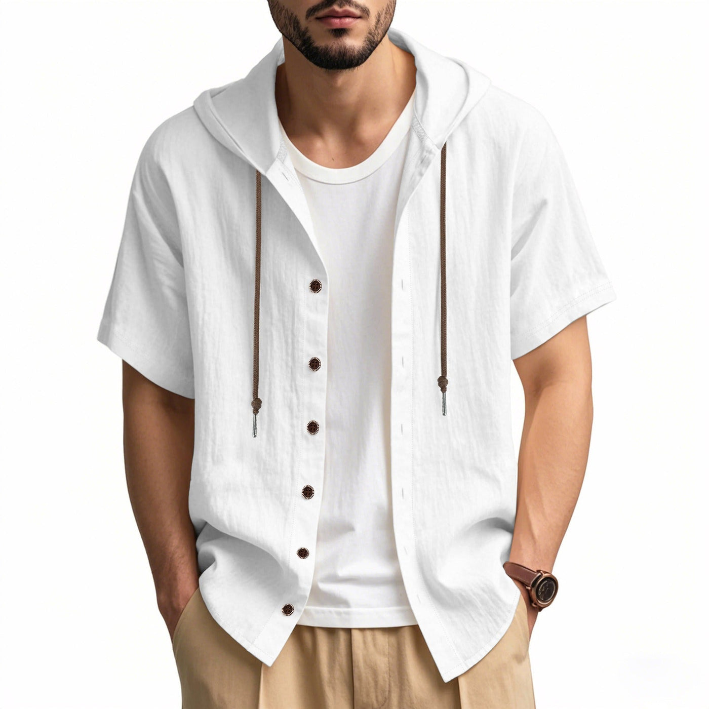 Camisa casual hombre con capucha algodón estilo relajado - Elías
