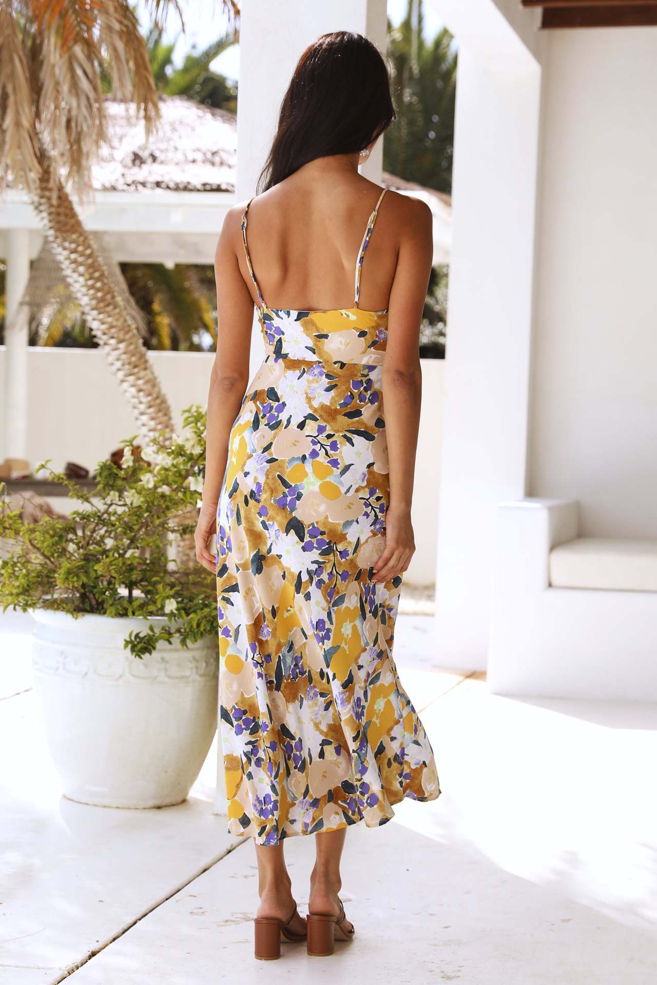 Paula - Vestido de verano maxi estampado con abertura