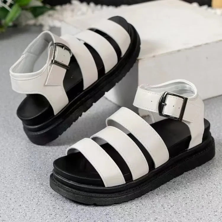Sandalias para mujer de cuero sintético con tiras múltiples plataforma casual - Estela