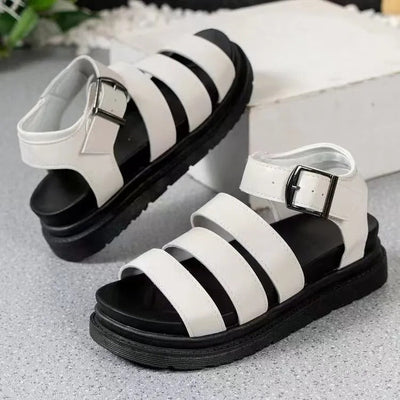 Sandalias para mujer de cuero sintético con tiras múltiples plataforma casual - Estela