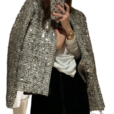 Tella - Blazer de lentejuelas de moda para mujer con efecto brillante