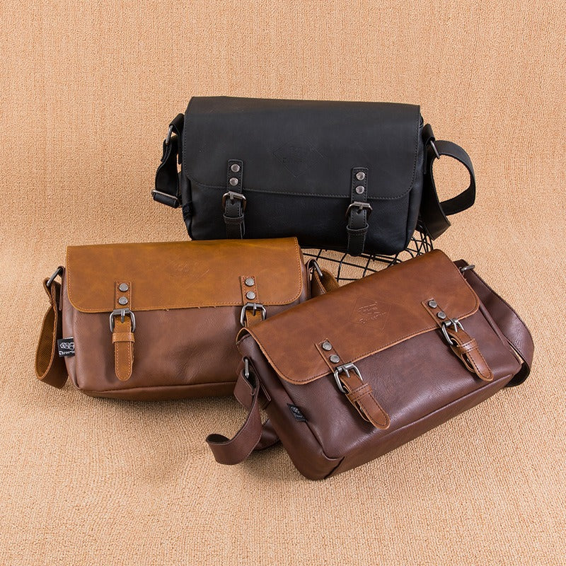 Bolso bandolera para hombre cuero sintético hebillas vintage - Mateo