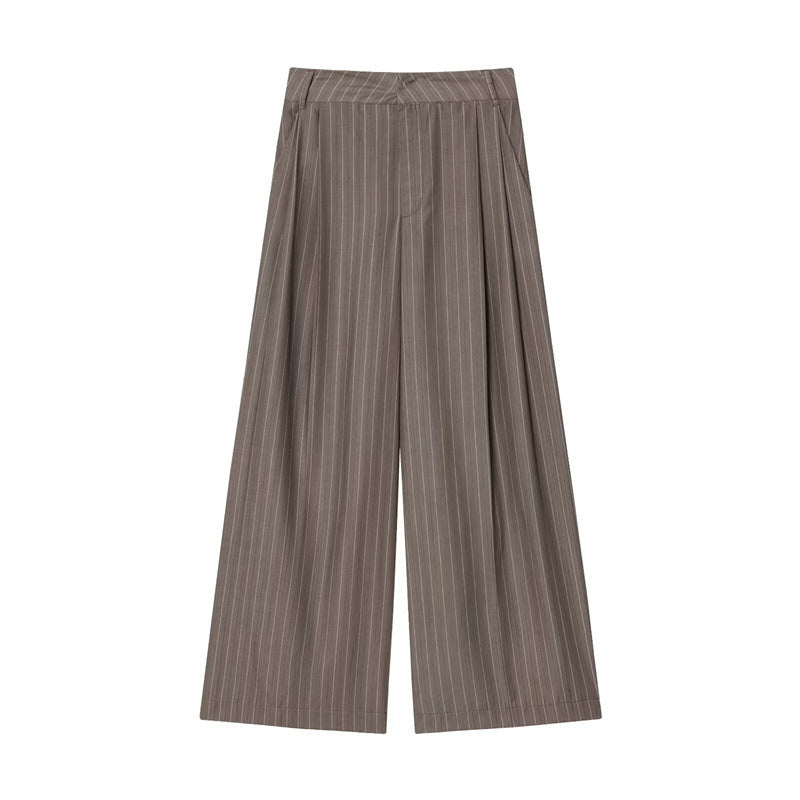 Pantalones para mujer de corte ancho con pinzas dobles - Wensy