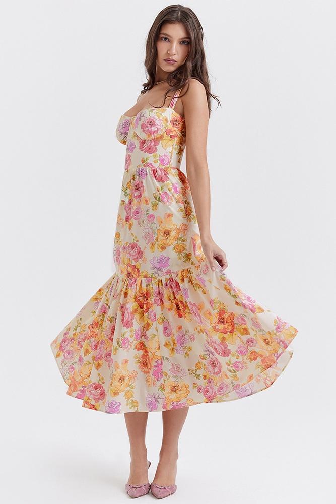 Cottie - Vestido midi acampanado estampado