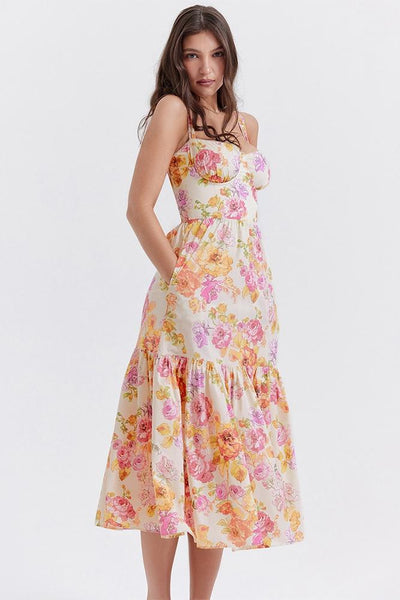 Cottie - Vestido midi acampanado estampado