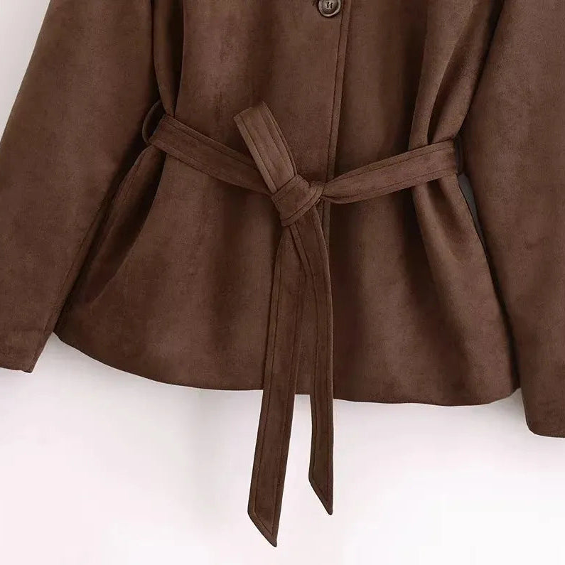 Chaqueta de ante con cinturon para mujer - Avelise