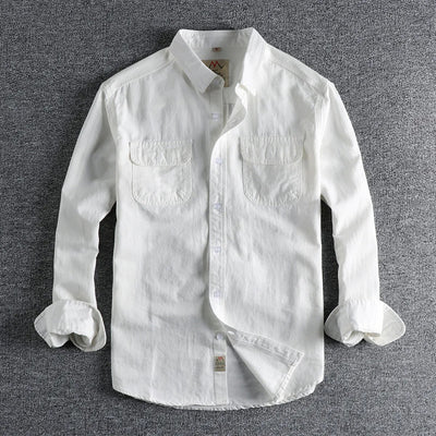 Camisa casual hombre bolsillos frontales estilo recto - Elías
