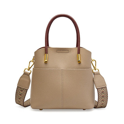 Bolso bucket para mujer de piel granulada con asa doble - Emilia