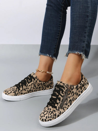 Zapatillas casuales mujer estampado animal con cremallera lateral - Camila