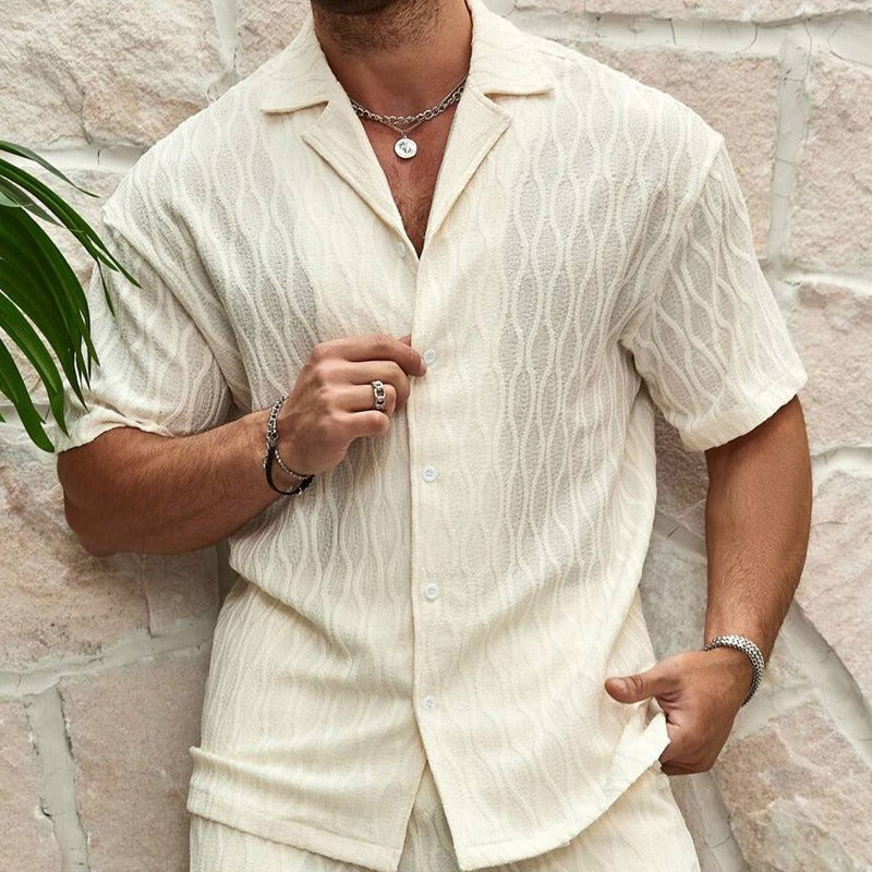 Conjunto playero hombre tejido transpirable crema - Dante