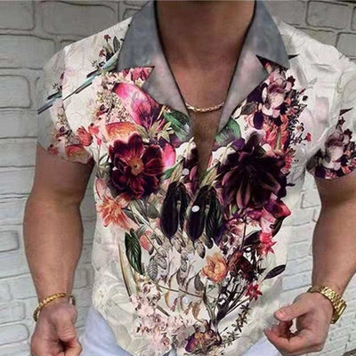 Camisa casual de manga corta para hombre con estampado abstracto para las vacaciones de verano