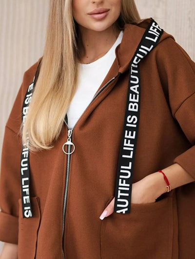 Abrigo con capucha moderna para mujer - Nelya