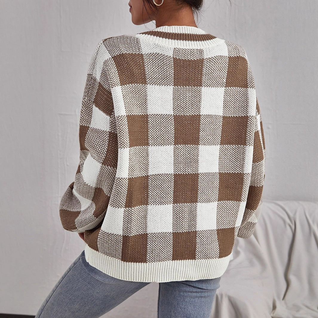 Jersey de punto para mujer con cuello en V - Clara
