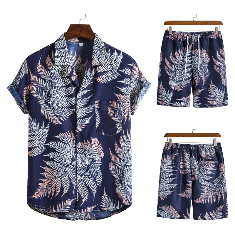 Elegante conjunto de ocio hawaiano para hombre (2 piezas)