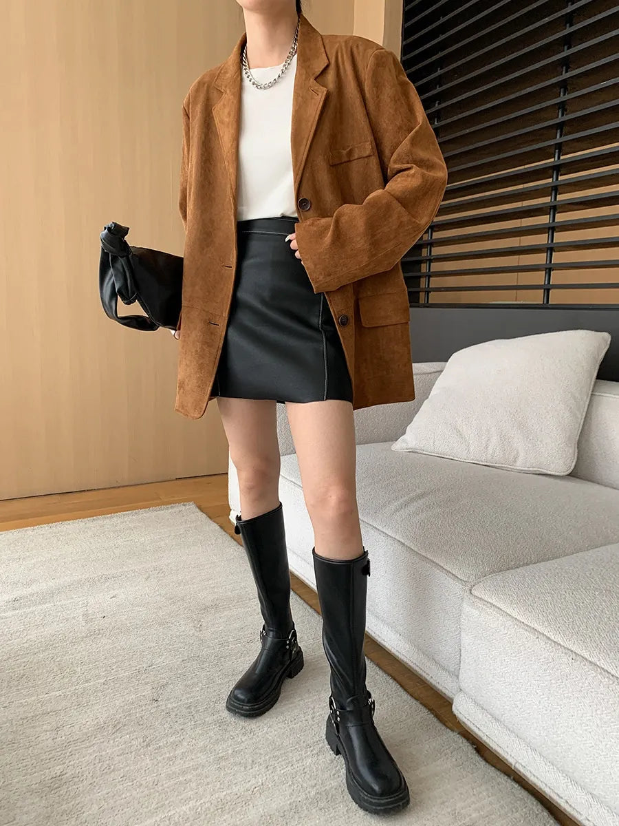 Chaqueta de traje holgada de estilo vintage y premium - Yena