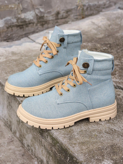 Botines casuales mujer lona texturizada estilo urbano - Martina