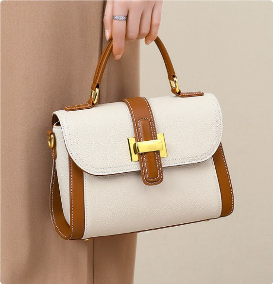 Bolso de mano para mujer de piel texturizada con cierre metálico - Natalia