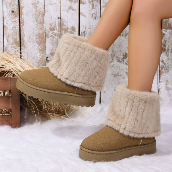 Botines de invierno para mujer con puño de pelo sintetico - Ivanna