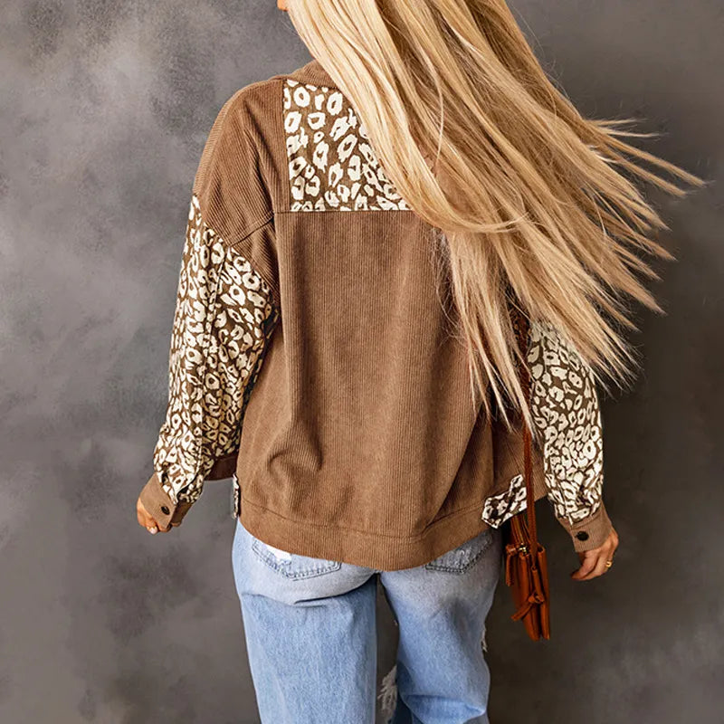 Ally - Chaqueta de cordón para mujer con detalles de leopardo