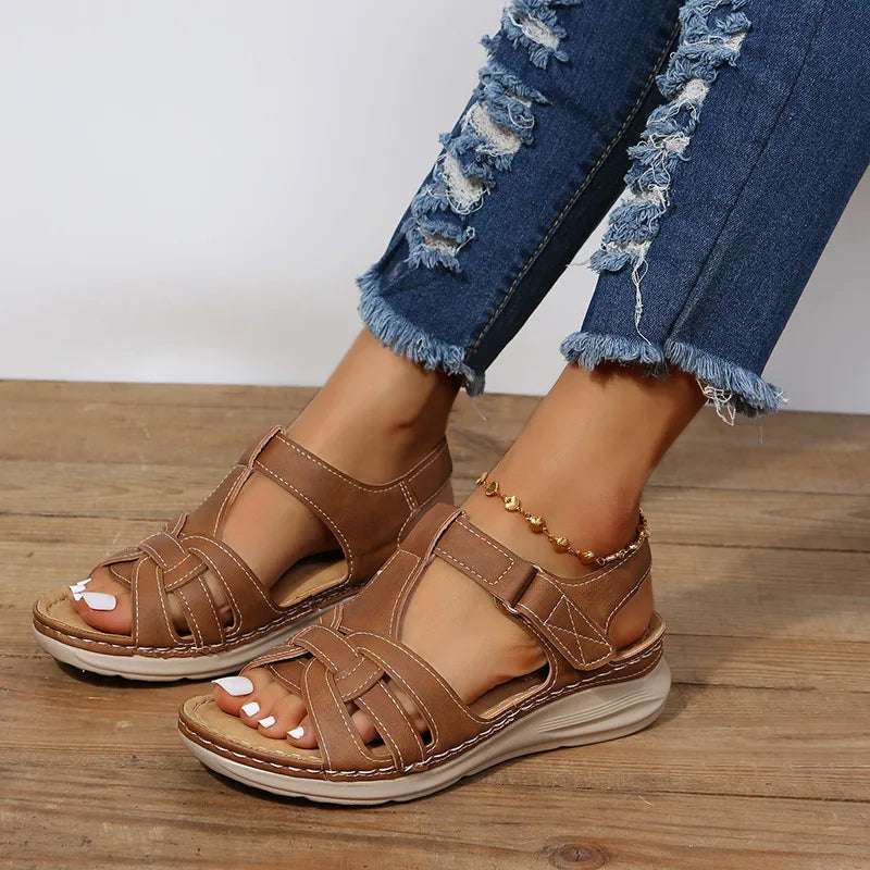 Sandalias cuña mujer diseño cruzado casual - Eliane